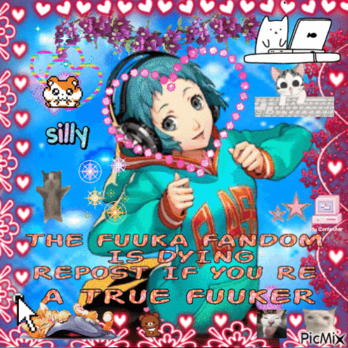 a picture of a girl wearing headphones that says silly