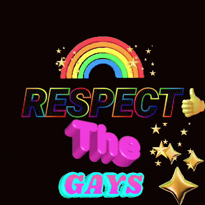 a rainbow and the words respect the gays on a black background