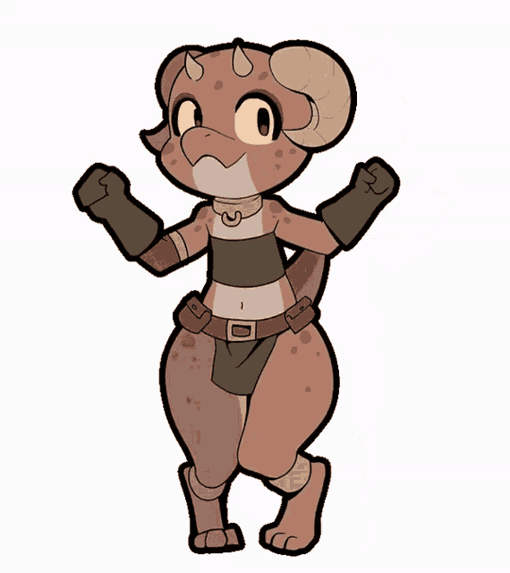 a cartoon of a ram with horns and a belt