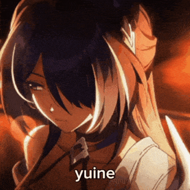 a close up of a girl with the word yuine on the bottom right