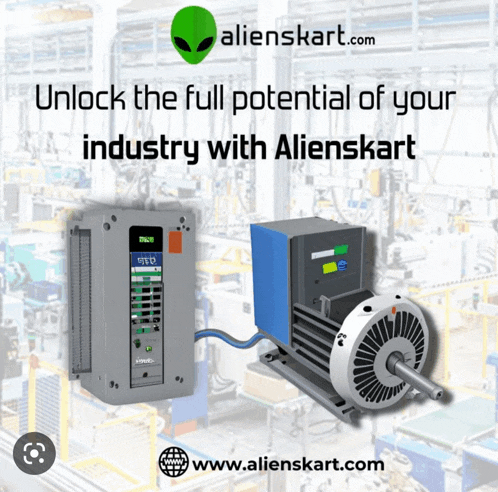 an advertisement for alienskart.com shows an electric motor and a controller