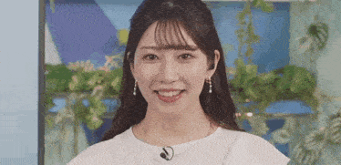 a young woman wearing a headset is smiling at the camera .