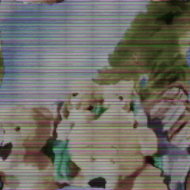 a blurry picture of a person 's face is displayed on a screen