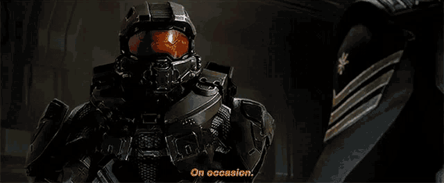a video game character says on occasion while standing next to another character