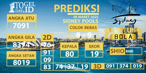 a poster for prediksi sydney pools on march 9