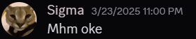 a picture of an owl with the words sigma 3/23/2025 11:00 pm mhm oke