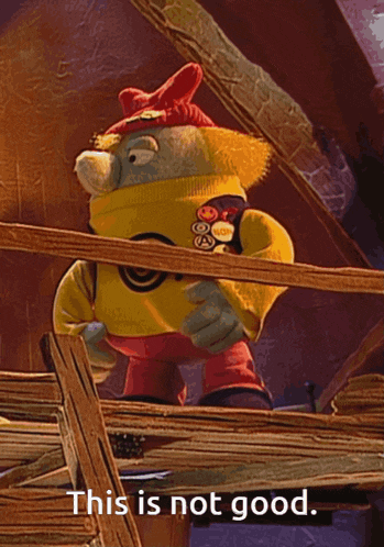 a picture of a stuffed animal with the words this is not good
