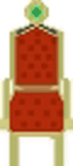 a red throne with a peacock feather crown on top of it .