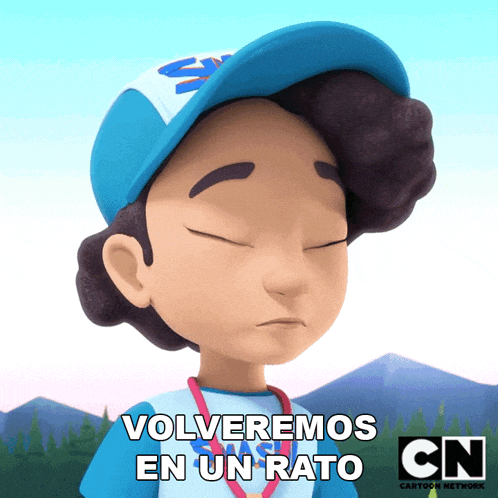 a cartoon character says " volveremos en un rato " in a cartoon network advertisement
