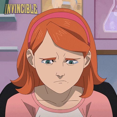 a cartoon of a girl with the word invincible on the bottom