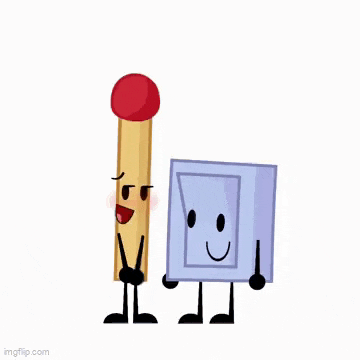 a match and a square are standing next to each other and hugging each other .