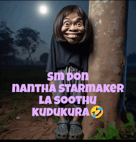 a picture of a girl with a funny face and the words sm pon nantha starmaker la soothu kudukura