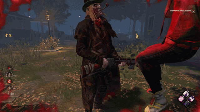 a screenshot of a video game shows a man being killed by a monster