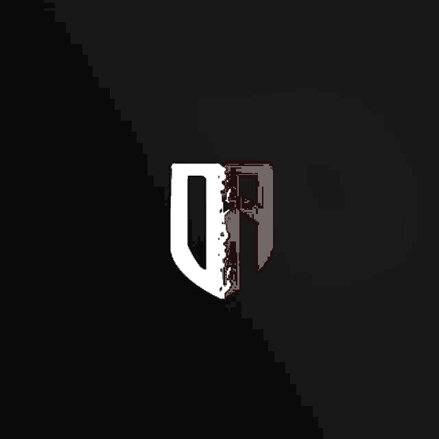 a black background with a white and red shield with the letter d on it