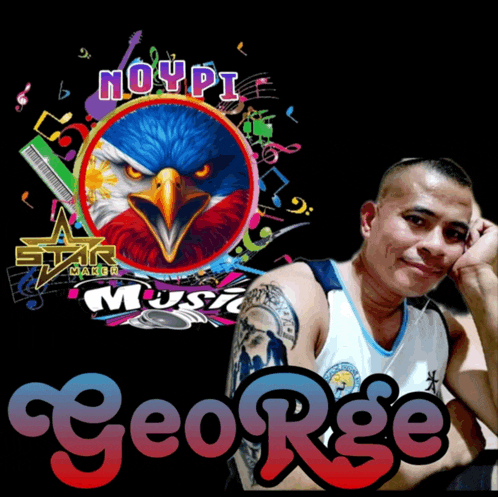 a man with a tattoo on his arm and the name george