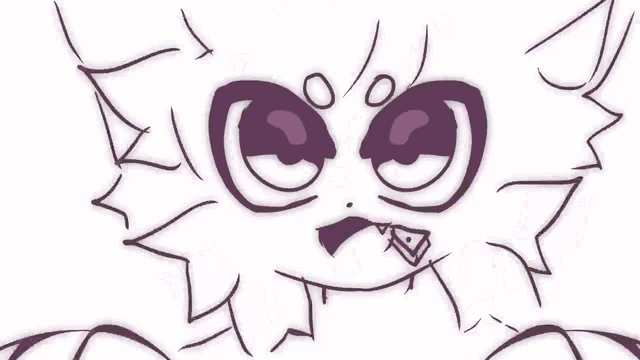 a cartoon drawing of a cat with a pink and purple striped background .