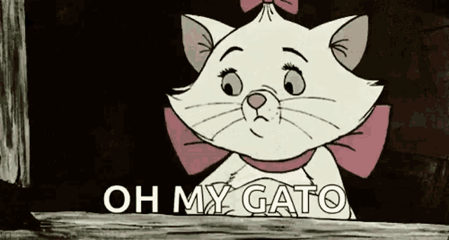 marie from the aristocats is looking out of a window and says oh my gato