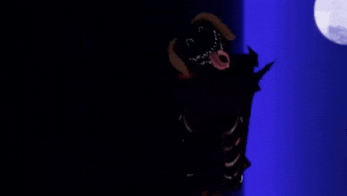 a silhouette of a person in a dark room with a moon in the background .
