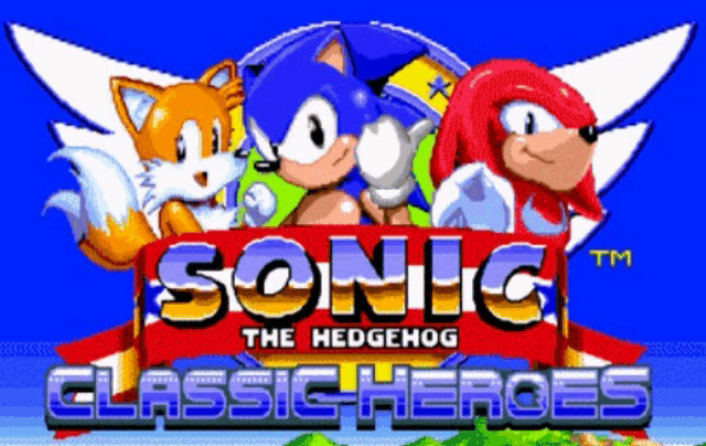a sonic the hedgehog classic heroes logo with knuckles and tails