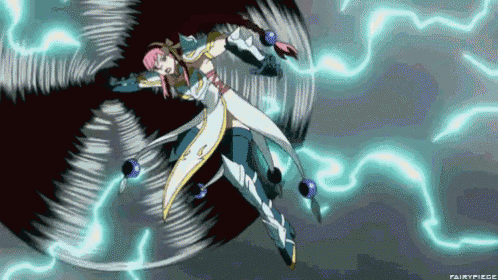a pixel art of a girl in armor being struck by lightning ..