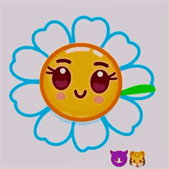 a cartoon drawing of a flower with a smiley face