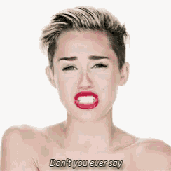 a woman with red lips is making a funny face and says " don t you ever say "