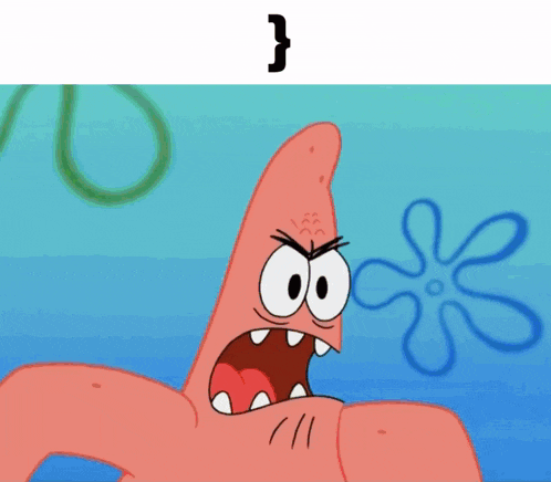 patrick star and spongebob squarepants are standing in a grassy field with a bracket above them