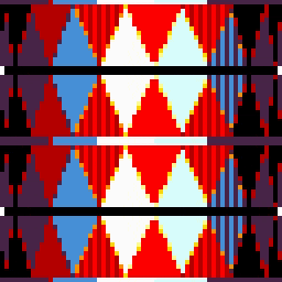 a pixel art of a red , white , blue and purple pattern .
