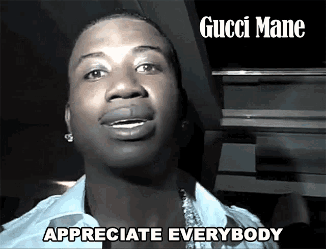 a man with gucci mane written on the top of his head