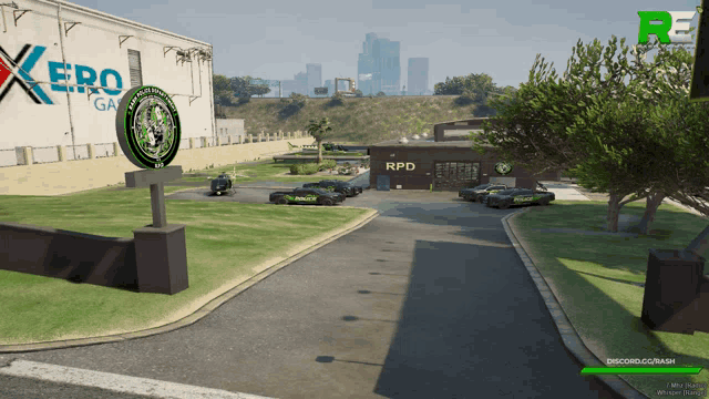 a screenshot of a video game shows the rpd building
