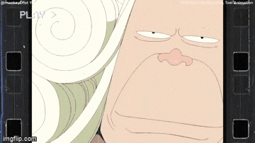 a cartoon of a man 's face is displayed on a screen that says ' play ' on it