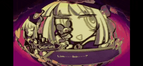 a cartoon drawing of a girl with a sign that says delirimin