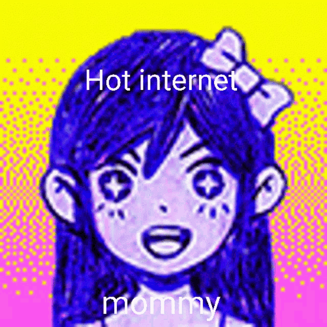 a drawing of a girl with the words hot internet mommy above her