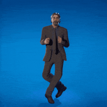 a man in a suit and tie is standing with his arms outstretched