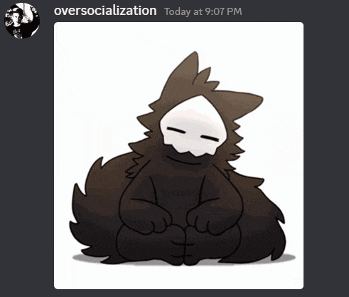 a drawing of a furry animal with the words oversocialization today at 9:07 pm