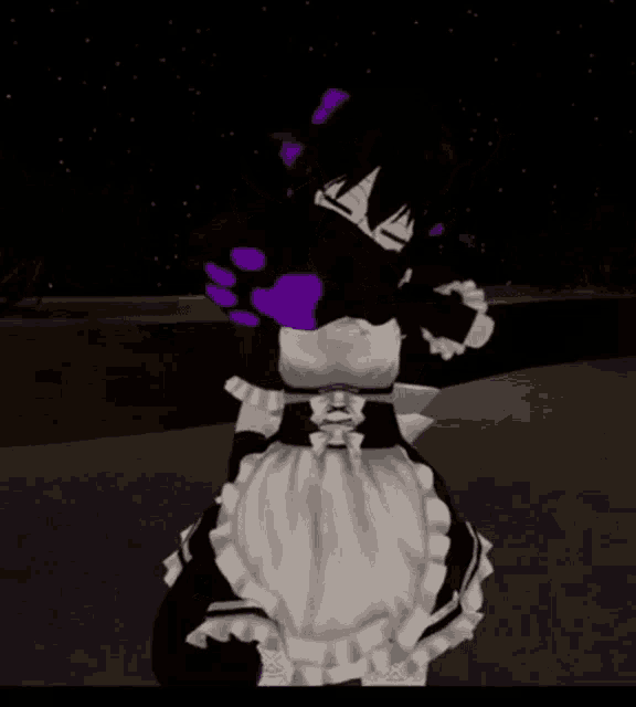 a girl in a maid outfit with nyaa written on the bottom