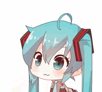 hatsune miku is giving a thumbs up with her finger
