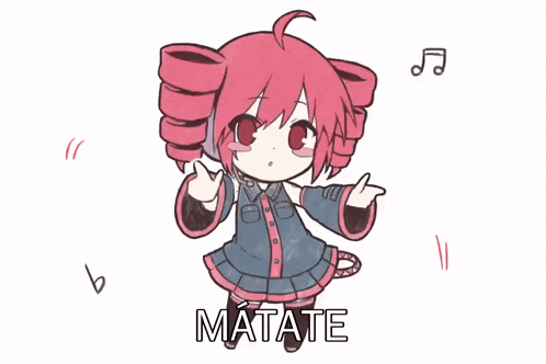 a drawing of a girl with a speech bubble that says matate on it