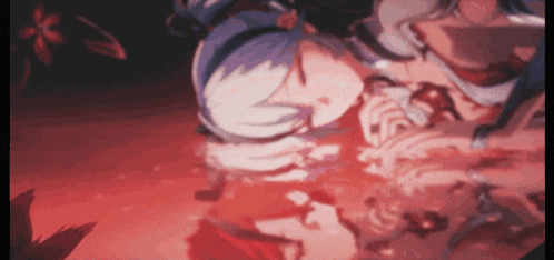 a blurry picture of a girl in a red dress in a dark room
