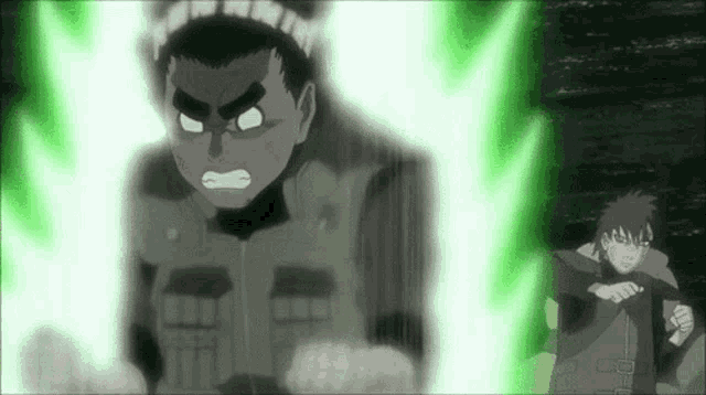 a cartoon character with a green light coming out of his eyes .
