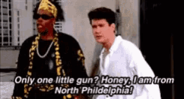 a man and a woman are standing next to each other and the woman is asking the man if he is from north philadelphia