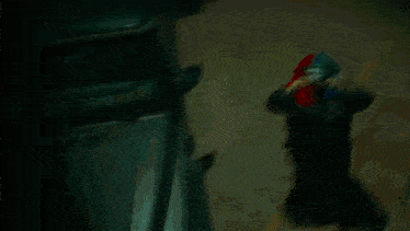 a man wearing a clown mask is standing in front of a car
