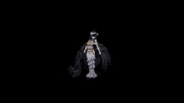 a pixel art of a girl with wings standing in a purple aura .