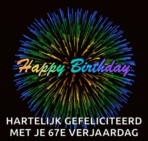 a colorful fireworks display with the words happy birthday in the background