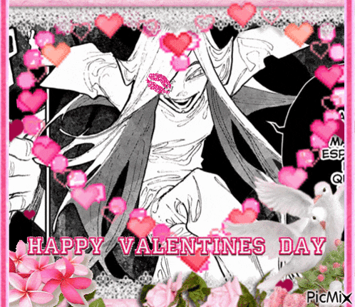 a happy valentines day greeting card with a woman and hearts