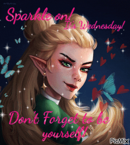 a picture of a girl with the words sparkle on it wednesday