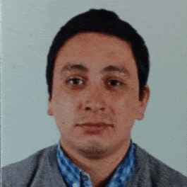 a man wearing a plaid shirt and a grey sweater looks at the camera .