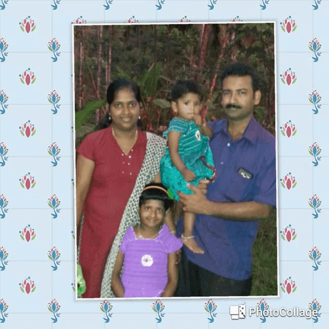 a photo collage of a man and woman holding a baby