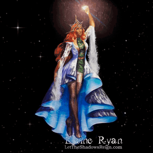 a painting of a woman with the name elaine ryan on the bottom right