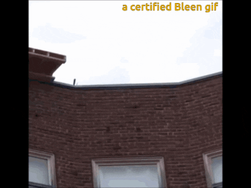 a brick building with a certified bleen gif on the bottom